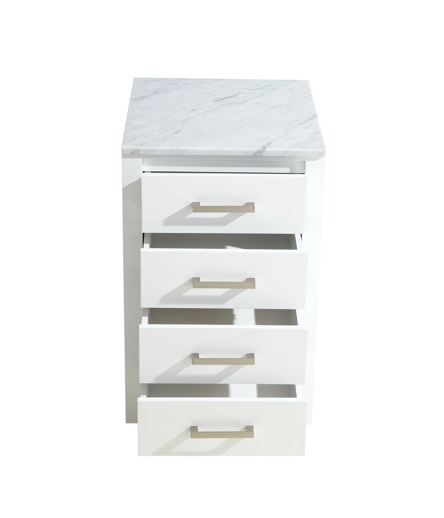Lexora Jacques 20" White Side Cabinet, White Carrara Marble Top 5 Lexora Jacques 20" White Side Cabinet, White Carrara Marble Top - Image 3