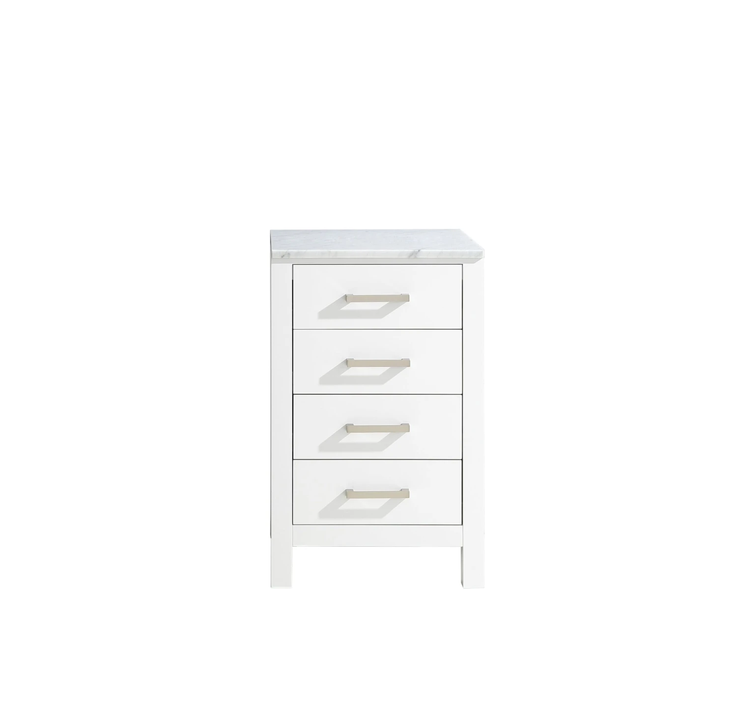 Lexora Jacques 20" White Side Cabinet, White Carrara Marble Top 4 Lexora Jacques 20" White Side Cabinet, White Carrara Marble Top - Image 2