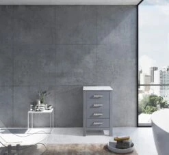 Lexora Jacques 20" Dark Grey Side Cabinet, White Carrara Marble Top 9 Lexora Jacques 20" Dark Grey Side Cabinet, White Carrara Marble Top -Home And Outdoor LJ322220BDSSCB 2