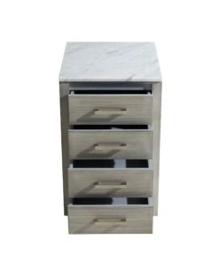 Lexora Jacques 20" Distressed Grey Side Cabinet, White Carrara Marble Top -Home And Outdoor LJ322220DDSSCB 1