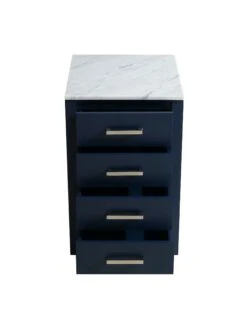 Lexora Jacques 20" Navy Blue Side Cabinet, White Carrara Marble Top -Home And Outdoor LJ322220EDSSCB 1