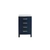 Lexora Jacques 20" Navy Blue Side Cabinet, White Carrara Marble Top
