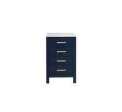 Lexora Jacques 20" Navy Blue Side Cabinet, White Carrara Marble Top -Home And Outdoor LJ322220EDSSCB white no logo e0243386 876f 4992 8100 130bcdb3b6b5
