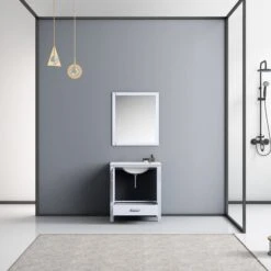 Lexora Jacques 30" White Single Vanity, White Carrara Marble Top, White Square Sink And 28" Mirror 17 Lexora Jacques 30" White Single Vanity, White Carrara Marble Top, White Square Sink And 28" Mirror -Home And Outdoor LJ342230SADSM28 2