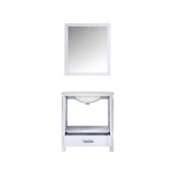 Lexora Jacques 30" White Single Vanity, White Carrara Marble Top, White Square Sink And 28" Mirror 18 Lexora Jacques 30" White Single Vanity, White Carrara Marble Top, White Square Sink And 28" Mirror -Home And Outdoor LJ342230SADSM28 4