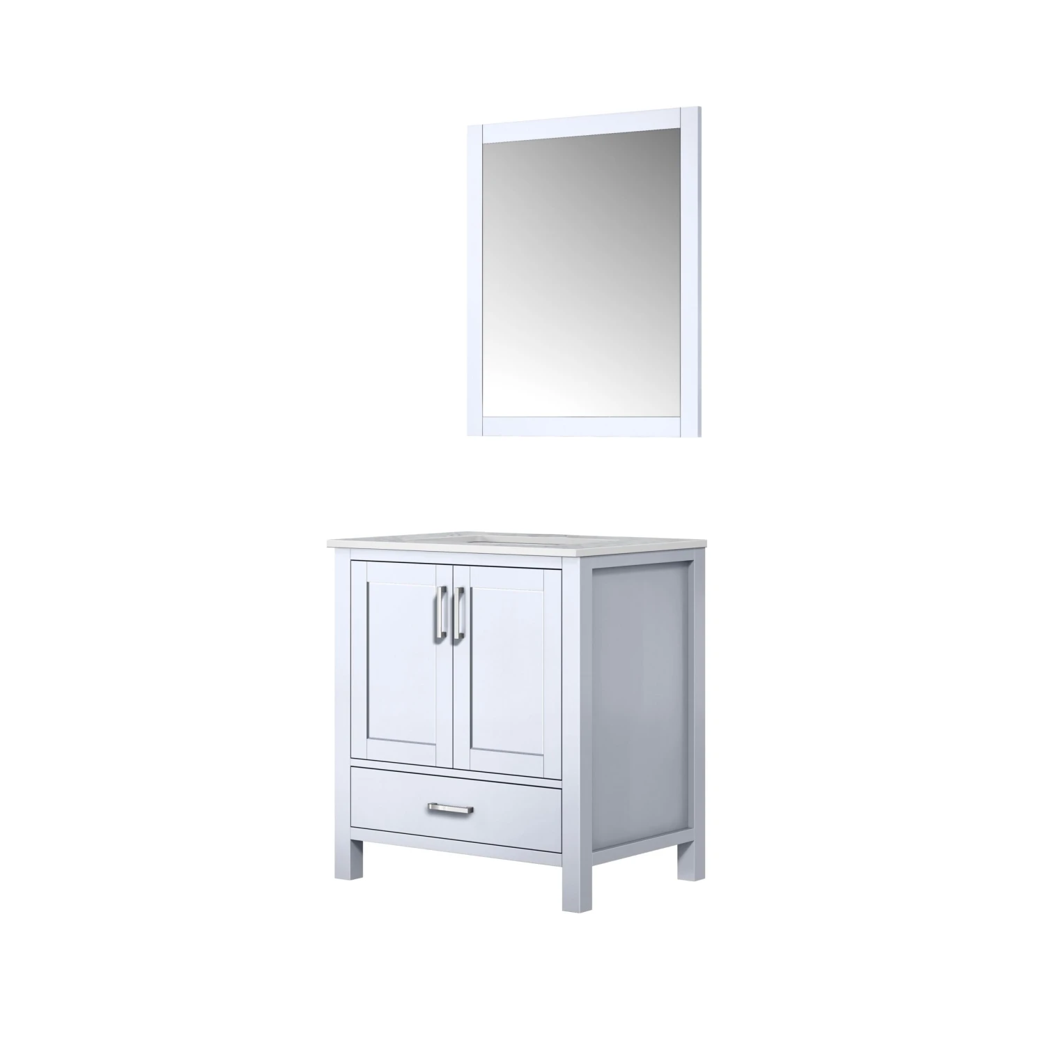 Lexora Jacques 30" White Single Vanity, White Carrara Marble Top, White Square Sink And 28" Mirror 8 Lexora Jacques 30" White Single Vanity, White Carrara Marble Top, White Square Sink And 28" Mirror - Image 6