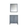 Lexora Jacques 30" Dark Grey Single Vanity, White Carrara Marble Top, White Square Sink And 28" Mirror