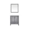 Lexora Jacques 30" Distressed Grey Single Vanity, White Carrara Marble Top, White Square Sink And 28" Mirror