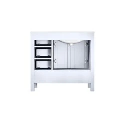 Lexora Jacques 36" White Single Vanity, White Carrara Marble Top, White Square Sink And 34" Mirror - Left Version 21 Lexora Jacques 36" White Single Vanity, White Carrara Marble Top, White Square Sink And 34" Mirror - Left Version -Home And Outdoor LJ342236SADSM34 L 9