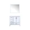 Lexora Jacques 36" White Single Vanity, White Carrara Marble Top, White Square Sink And 34" Mirror - Right Version 2 Lexora Jacques 36" White Single Vanity, White Carrara Marble Top, White Square Sink And 34" Mirror - Right Version -Home And Outdoor LJ342236SADSM34 R 3