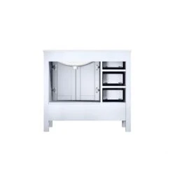 Lexora Jacques 36" White Single Vanity, White Carrara Marble Top, White Square Sink And 34" Mirror - Right Version -Home And Outdoor LJ342236SADSM34 R 9