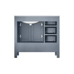 Lexora Jacques 36" Dark Grey Single Vanity, White Carrara Marble Top, White Square Sink And 34" Mirror - Right Version 21 Lexora Jacques 36" Dark Grey Single Vanity, White Carrara Marble Top, White Square Sink And 34" Mirror - Right Version -Home And Outdoor LJ342236SBDSM34 R 9
