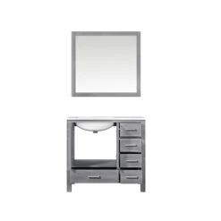 Lexora Jacques 36" Distressed Grey Single Vanity, White Carrara Marble Top, White Square Sink And 34" Mirror - Left Version -Home And Outdoor LJ342236SDDSM34 L 4