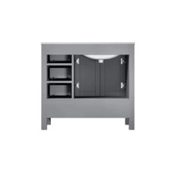 Lexora Jacques 36" Distressed Grey Single Vanity, White Carrara Marble Top, White Square Sink And 34" Mirror - Left Version -Home And Outdoor LJ342236SDDSM34 L 9