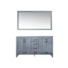 Lexora Jacques 60" Dark Grey Double Vanity, White Carrara Marble Top, White Square Sinks And 58" Mirror