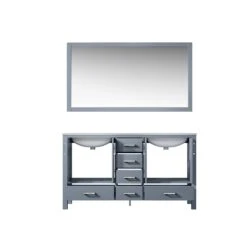 Lexora Jacques 60" Dark Grey Double Vanity, White Carrara Marble Top, White Square Sinks And 58" Mirror 14 Lexora Jacques 60" Dark Grey Double Vanity, White Carrara Marble Top, White Square Sinks And 58" Mirror -Home And Outdoor LJ342260DBDSM58 4