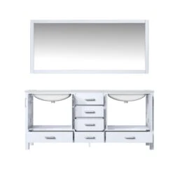 Lexora Jacques 72" White Double Vanity, White Carrara Marble Top, White Square Sinks And 70" Mirror -Home And Outdoor LJ342272DADSM70 4
