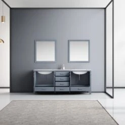 Lexora Jacques 80" Dark Grey Double Vanity, White Carrara Marble Top, White Square Sinks And 30" Mirrors 17 Lexora Jacques 80" Dark Grey Double Vanity, White Carrara Marble Top, White Square Sinks And 30" Mirrors -Home And Outdoor LJ342280DBDSM30 2