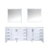 Lexora Jacques 84" White Double Vanity, White Carrara Marble Top, White Square Sinks And 34" Mirrors