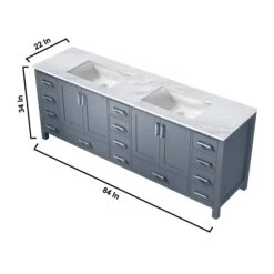 Lexora Jacques 84" Dark Grey Double Vanity, White Carrara Marble Top, White Square Sinks And 34" Mirrors 27 Lexora Jacques 84" Dark Grey Double Vanity, White Carrara Marble Top, White Square Sinks And 34" Mirrors -Home And Outdoor LJ342284DBDSM34 12