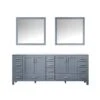 Lexora Jacques 84" Dark Grey Double Vanity, White Carrara Marble Top, White Square Sinks And 34" Mirrors -Home And Outdoor LJ342284DBDSM34 3