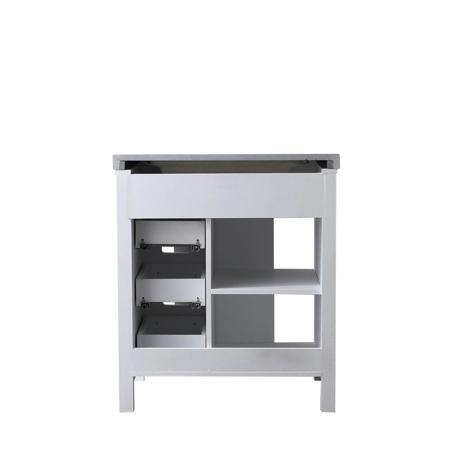 Lexora Marsyas 30" White Single Vanity, Grey Quartz Top, White Square Sink And 28" Mirror 17 Lexora Marsyas 30" White Single Vanity, Grey Quartz Top, White Square Sink And 28" Mirror - Image 15