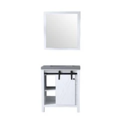 Lexora Marsyas 30" White Single Vanity, Grey Quartz Top, White Square Sink And 28" Mirror 24 Lexora Marsyas 30" White Single Vanity, Grey Quartz Top, White Square Sink And 28" Mirror -Home And Outdoor LM342230SAASM28 8