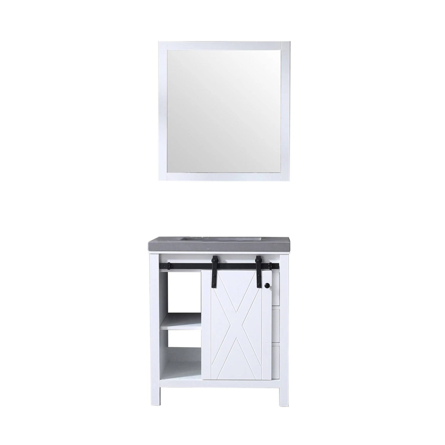Lexora Marsyas 30" White Single Vanity, Grey Quartz Top, White Square Sink And 28" Mirror 10 Lexora Marsyas 30" White Single Vanity, Grey Quartz Top, White Square Sink And 28" Mirror - Image 8