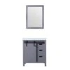 Lexora Marsyas 30" Dark Grey Single Vanity, White Carrara Marble Top, White Square Sink And 28" Mirror