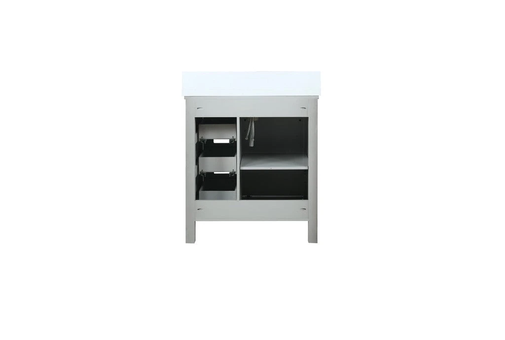 Lexora Marsyas 30" Ash Grey Single Vanity, White Quartz Top, White Square Sink And 28" Mirror 12 Lexora Marsyas 30" Ash Grey Single Vanity, White Quartz Top, White Square Sink And 28" Mirror - Image 10