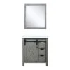 Lexora Marsyas 30" Ash Grey Single Vanity, White Quartz Top, White Square Sink And 28" Mirror