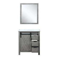 Lexora Marsyas 30" Ash Grey Single Vanity, White Quartz Top, White Square Sink And 28" Mirror 17 Lexora Marsyas 30" Ash Grey Single Vanity, White Quartz Top, White Square Sink And 28" Mirror -Home And Outdoor LM342230SHCSM28 4