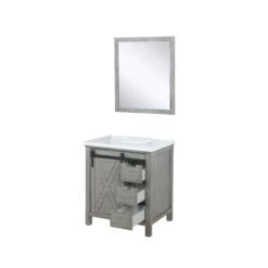 Lexora Marsyas 30" Ash Grey Single Vanity, White Quartz Top, White Square Sink And 28" Mirror 22 Lexora Marsyas 30" Ash Grey Single Vanity, White Quartz Top, White Square Sink And 28" Mirror -Home And Outdoor LM342230SHCSM28 9