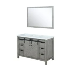 Lexora Marsyas 48" Ash Grey Single Vanity, White Quartz Top, White Square Sink And 44" Mirror 21 Lexora Marsyas 48" Ash Grey Single Vanity, White Quartz Top, White Square Sink And 44" Mirror -Home And Outdoor LM342248SHCSM44 7