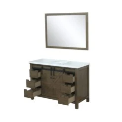 Lexora Marsyas 48" Rustic Brown Single Vanity, White Quartz Top, White Square Sink And 44" Mirror 23 Lexora Marsyas 48" Rustic Brown Single Vanity, White Quartz Top, White Square Sink And 44" Mirror -Home And Outdoor LM342248SKCSM44 9