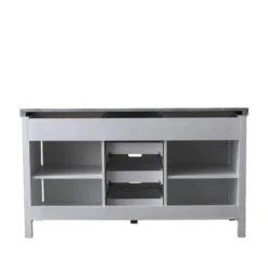 Lexora Marsyas 60" White Double Vanity, Grey Quartz Top, White Square Sinks And 24" Mirrors -Home And Outdoor LM342260DAASM24 16