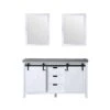 Lexora Marsyas 60" White Double Vanity, Grey Quartz Top, White Square Sinks And 24" Mirrors
