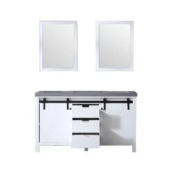 Lexora Marsyas 60" White Double Vanity, Grey Quartz Top, White Square Sinks And 24" Mirrors -Home And Outdoor LM342260DAASM24 9