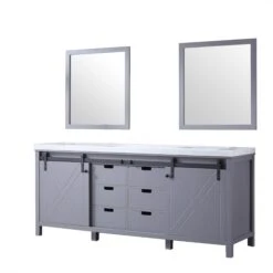 Lexora Marsyas 80" Dark Grey Double Vanity, White Carrara Marble Top, White Square Sinks And 30" Mirrors 29 Lexora Marsyas 80" Dark Grey Double Vanity, White Carrara Marble Top, White Square Sinks And 30" Mirrors -Home And Outdoor LM342280DBBSM30 11