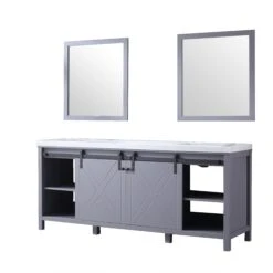 Lexora Marsyas 80" Dark Grey Double Vanity, White Carrara Marble Top, White Square Sinks And 30" Mirrors 31 Lexora Marsyas 80" Dark Grey Double Vanity, White Carrara Marble Top, White Square Sinks And 30" Mirrors -Home And Outdoor LM342280DBBSM30 13