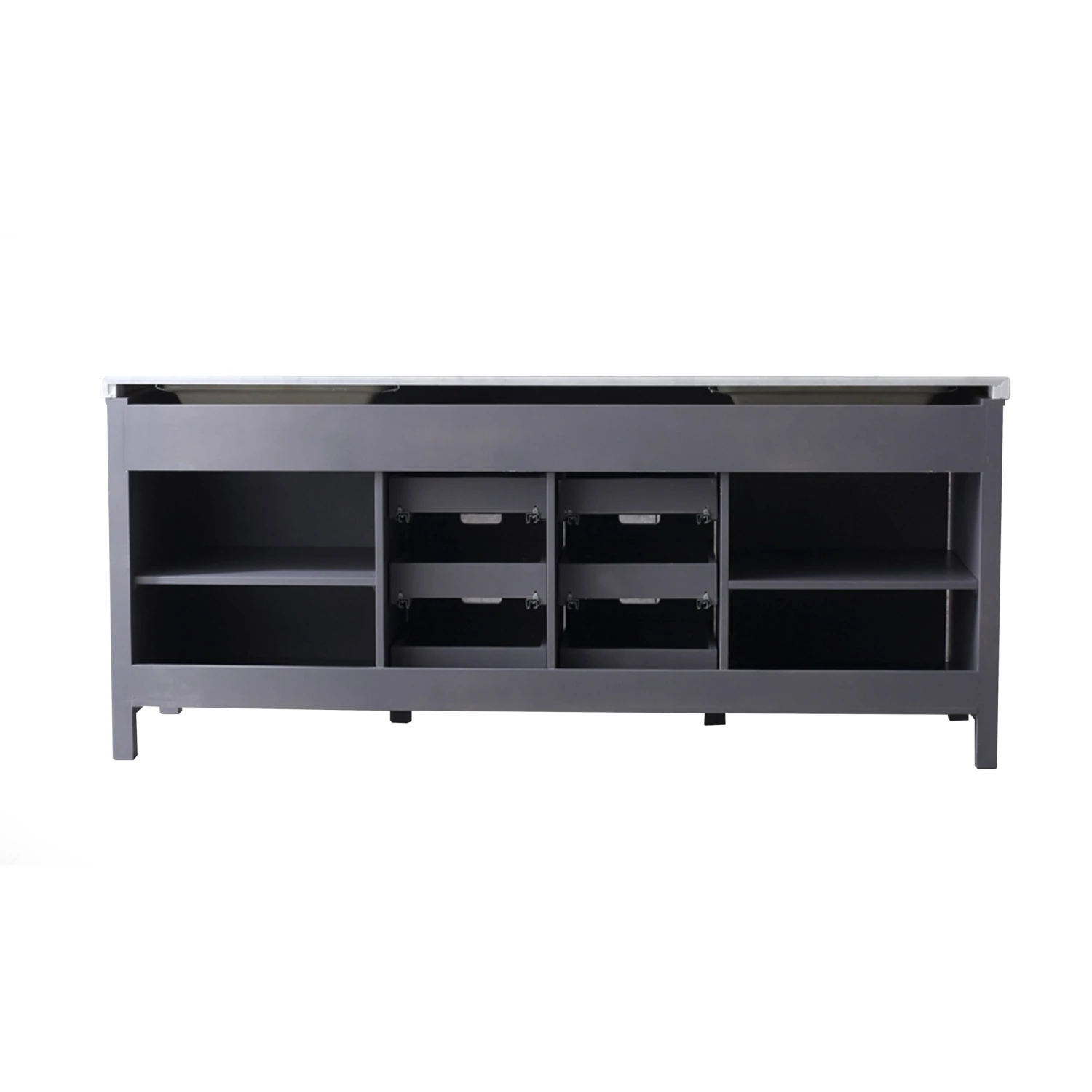 Lexora Marsyas 80" Dark Grey Double Vanity, White Carrara Marble Top, White Square Sinks And 30" Mirrors 18 Lexora Marsyas 80" Dark Grey Double Vanity, White Carrara Marble Top, White Square Sinks And 30" Mirrors - Image 16