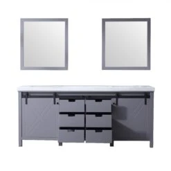 Lexora Marsyas 80" Dark Grey Double Vanity, White Carrara Marble Top, White Square Sinks And 30" Mirrors 27 Lexora Marsyas 80" Dark Grey Double Vanity, White Carrara Marble Top, White Square Sinks And 30" Mirrors -Home And Outdoor LM342280DBBSM30 9
