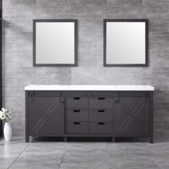 Lexora Marsyas 80" Brown Double Vanity, White Quartz Top, White Square Sinks And 30" Mirrors 18 Lexora Marsyas 80" Brown Double Vanity, White Quartz Top, White Square Sinks And 30" Mirrors -Home And Outdoor LM342280DCCSM30 1