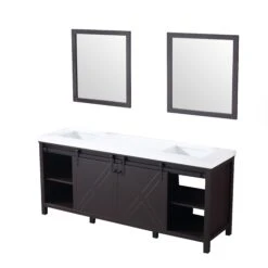 Lexora Marsyas 80" Brown Double Vanity, White Quartz Top, White Square Sinks And 30" Mirrors 27 Lexora Marsyas 80" Brown Double Vanity, White Quartz Top, White Square Sinks And 30" Mirrors -Home And Outdoor LM342280DCCSM30 13