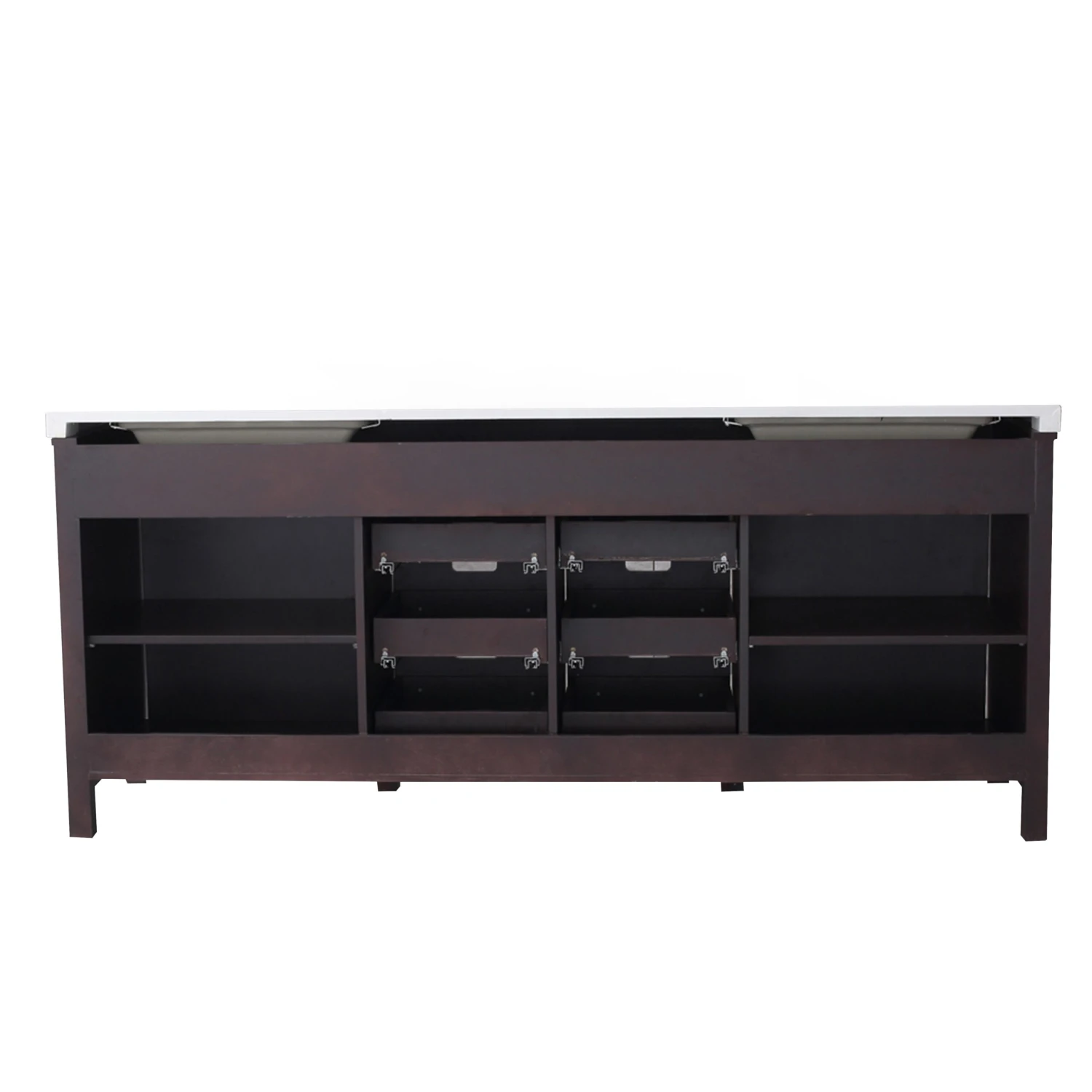 Lexora Marsyas 80" Brown Double Vanity, White Quartz Top, White Square Sinks And 30" Mirrors 16 Lexora Marsyas 80" Brown Double Vanity, White Quartz Top, White Square Sinks And 30" Mirrors - Image 14