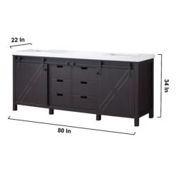Lexora Marsyas 80" Brown Double Vanity, White Quartz Top, White Square Sinks And 30" Mirrors 31 Lexora Marsyas 80" Brown Double Vanity, White Quartz Top, White Square Sinks And 30" Mirrors -Home And Outdoor LM342280DCCSM30 17
