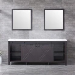 Lexora Marsyas 80" Brown Double Vanity, White Quartz Top, White Square Sinks And 30" Mirrors 19 Lexora Marsyas 80" Brown Double Vanity, White Quartz Top, White Square Sinks And 30" Mirrors -Home And Outdoor LM342280DCCSM30 2
