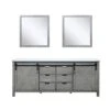 Lexora Marsyas 80" Ash Grey Double Vanity Ash Grey, White Quartz Top, White Square Sinks And 30" Mirrors