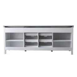 Lexora Marsyas 84" White Double Vanity, Grey Quartz Top, White Square Sinks And 34" Mirrors 32 Lexora Marsyas 84" White Double Vanity, Grey Quartz Top, White Square Sinks And 34" Mirrors -Home And Outdoor LM342284DAASM34 16