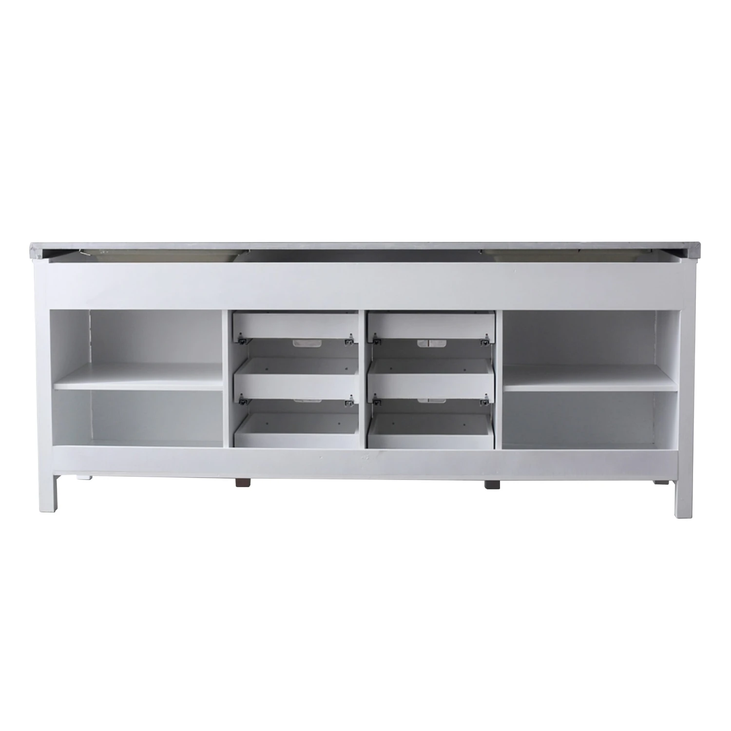 Lexora Marsyas 84" White Double Vanity, Grey Quartz Top, White Square Sinks And 34" Mirrors 17 Lexora Marsyas 84" White Double Vanity, Grey Quartz Top, White Square Sinks And 34" Mirrors - Image 15